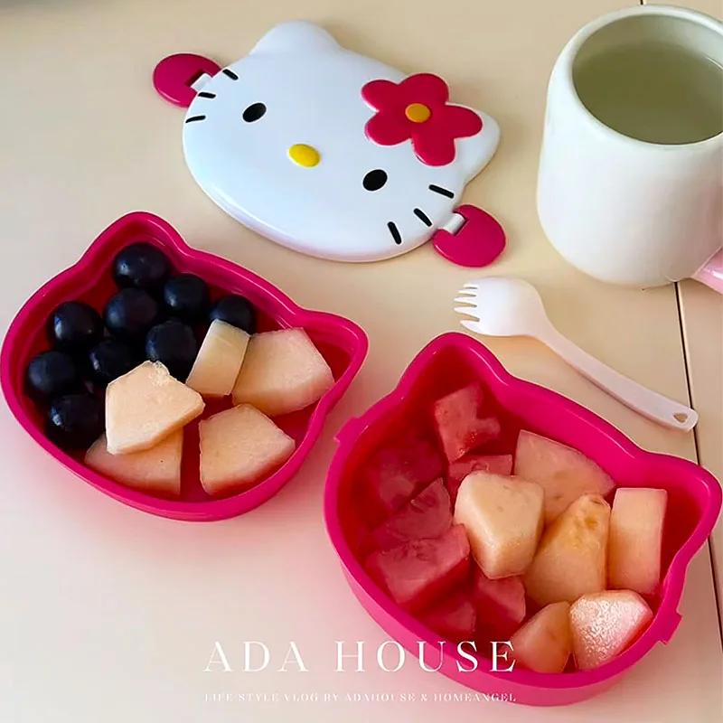 かわいいハローキティ型ランチボックス、携帯用漫画弁当箱、スプ - Food Storage With Scoop のレビューと価格