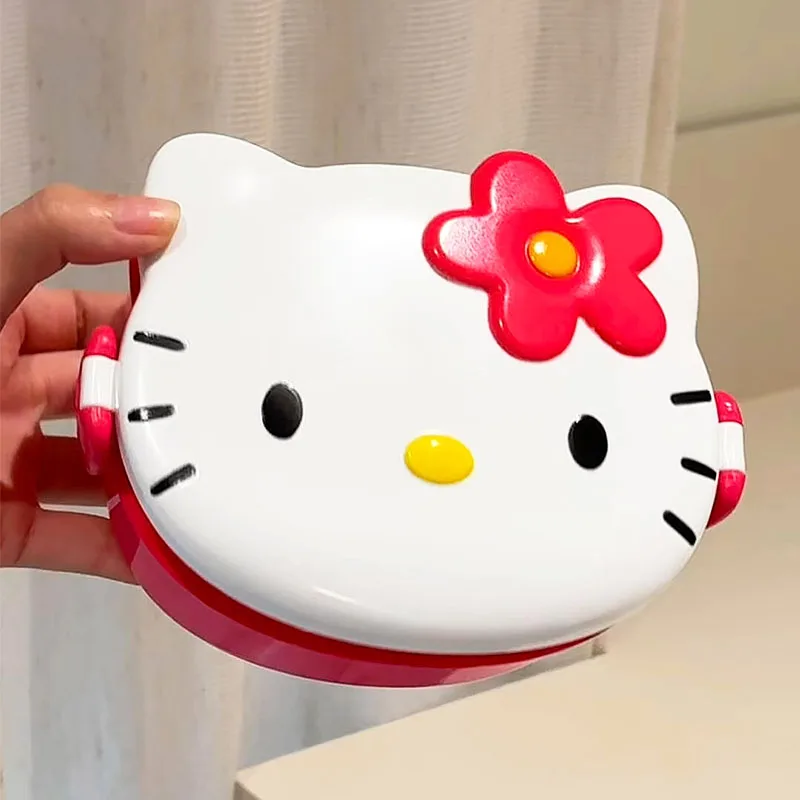 かわいいハローキティ型ランチボックス、携帯用漫画弁当箱、スプ - Food Storage With Scoop のレビューと価格