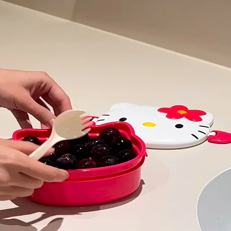 かわいいハローキティ型ランチボックス、携帯用漫画弁当箱、スプ - Food Storage With Scoop のレビューと価格