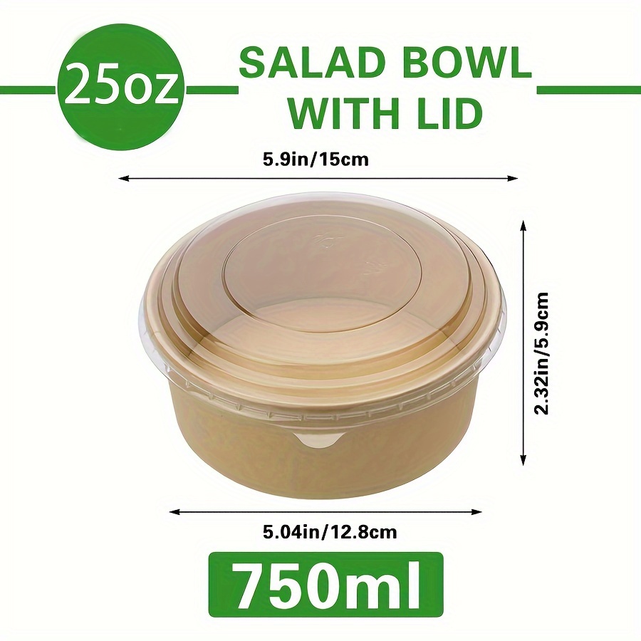 25オンス/750ml 25/50個入り 蓋付き紙ボウル、使 - Food Storage Bowls のレビューと価格