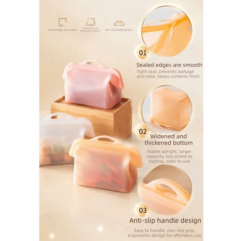 漏れ防止シリコン製食品保存袋 高温対応 無臭 鮮度保持ポーチ - Food Storage Silicone Bags のレビューと価格