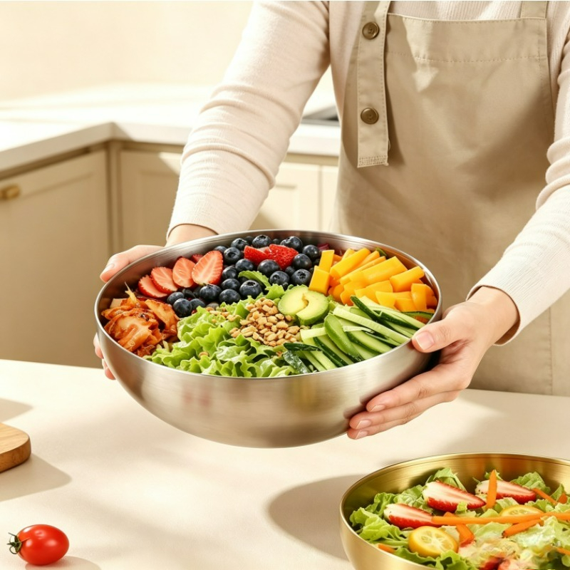 ステンレス製ミキシングボウル、金属製サービングサラダボウル、 - Food Storage Bowls のレビューと価格