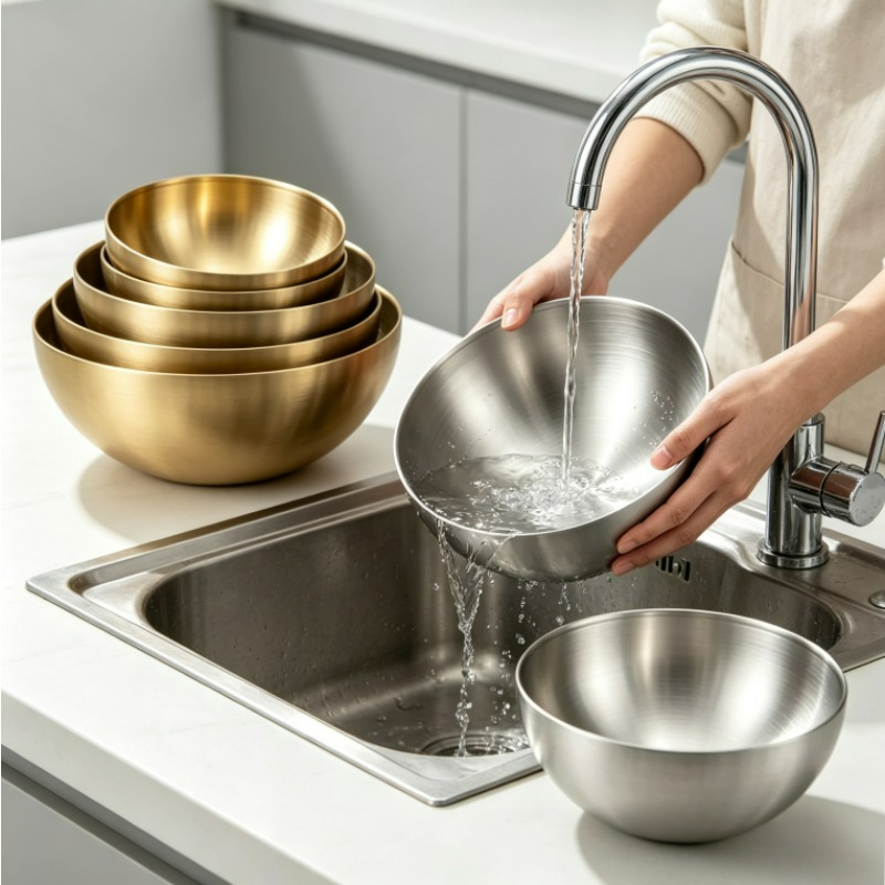 ステンレス製ミキシングボウル、金属製サービングサラダボウル、 - Food Storage Bowls のレビューと価格