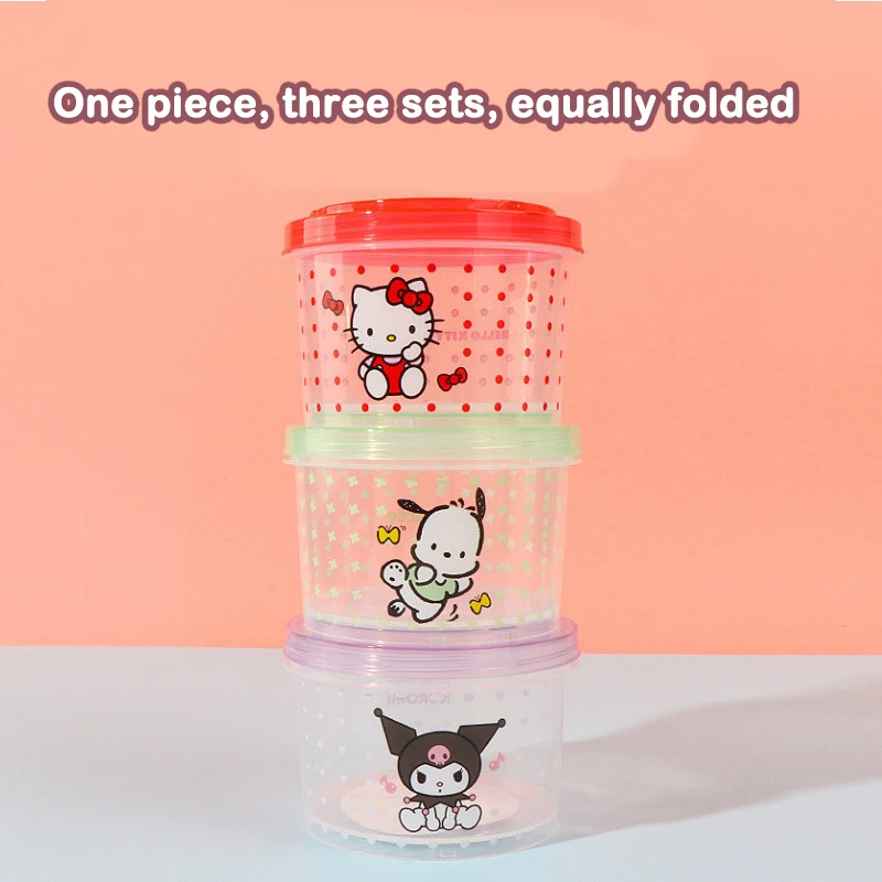 キティ弁当箱セット 3個入り 可愛い重ねて使える蓋付き丸型ラ - Food Storage Drawer Organizer のレビューと価格